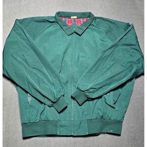 Vtg Field & Stream Harrington Jacket Men 2XL Green Full Zip Plaid Lined Bomber‎
